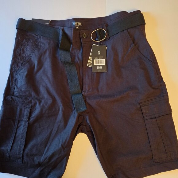 Rugged Trail Men's Stretch Ripstop Cargo Shorts w/belt Black, Tan and Gray - Picture 1 of 6